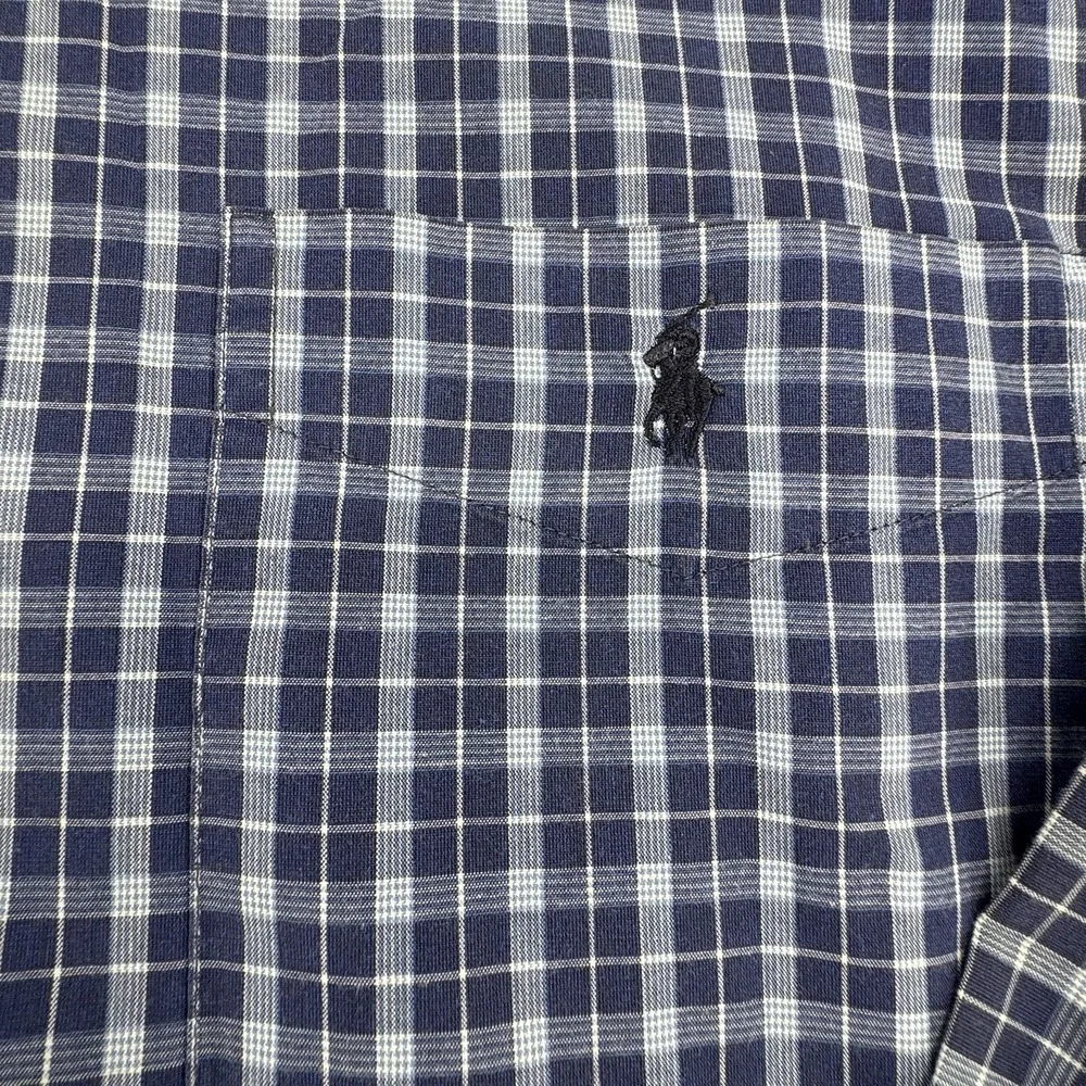 Polo Ralph Lauren Mens Classic Fit Blue Plaid Button Up Long Sleeve Shirt Size M